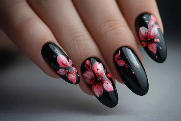 Pink and Black Nail Art Ideas